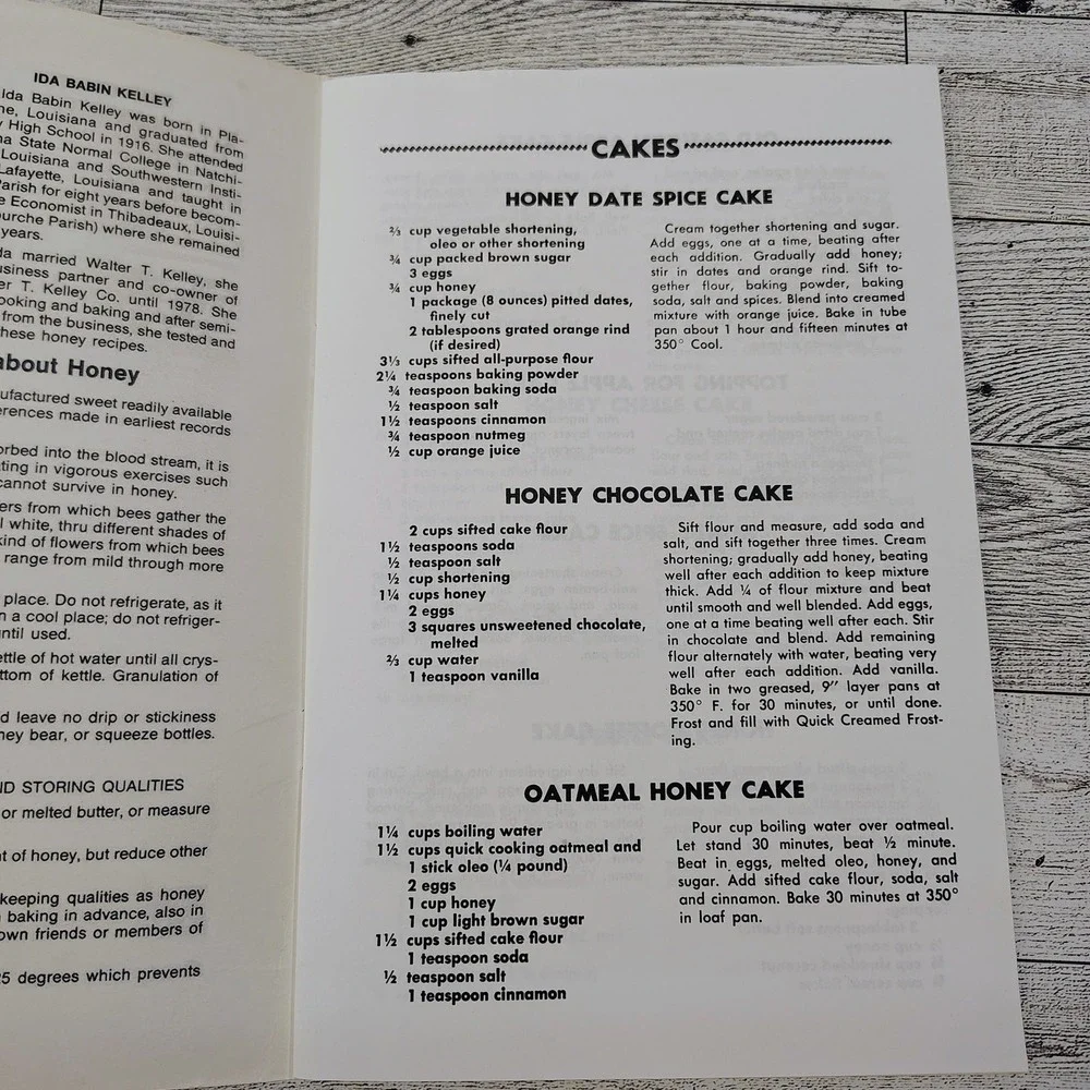 My Favorite Honey Recipes Cookbook Booklet Mrs Walter T‎ Ida Kelley VERY GOOD